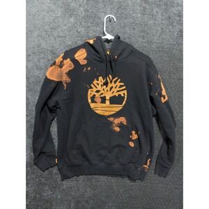 Timberland Tie Dye Bleach Black Hoodie Sweatshirt XL Tree Logo Hooded Pullover